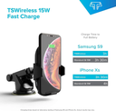 TSDrive Wireless Car Charger 
with dual usb/usb-c car charger, Black