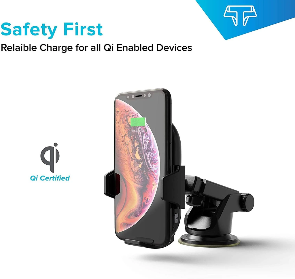 TSDrive Wireless Car Charger 
with dual usb/usb-c car charger, Black