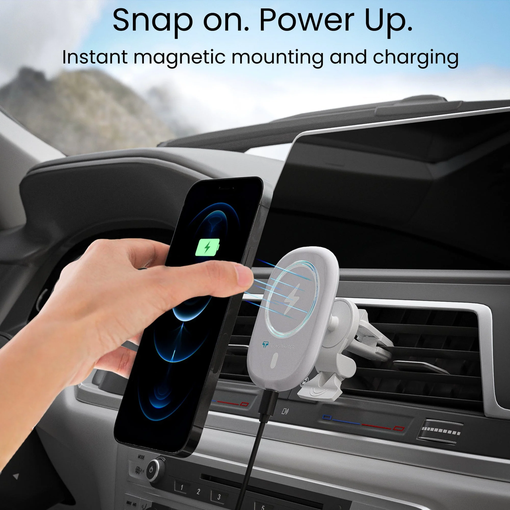 MagBoost Magnetic Wireless Car Charger, White