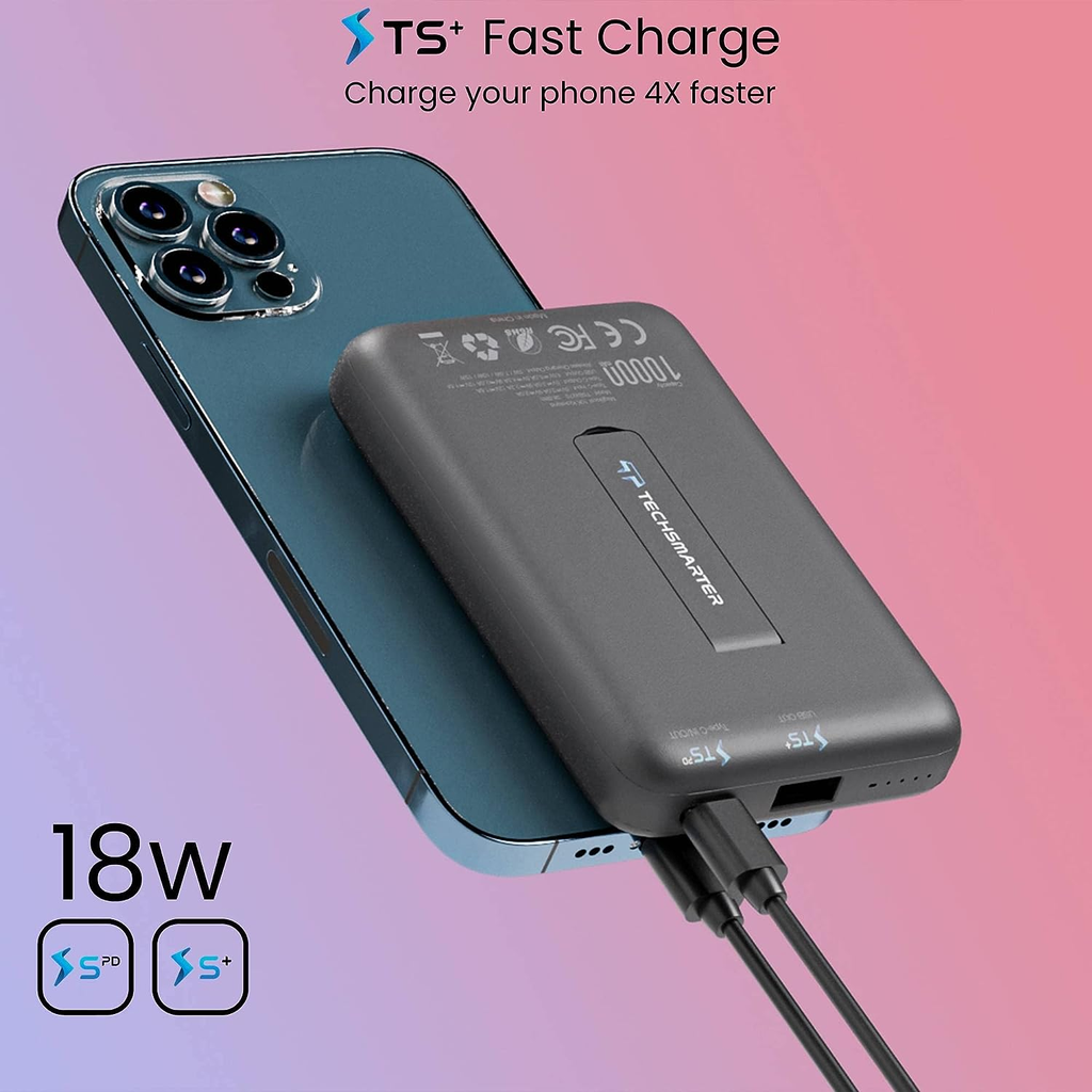 MagBoost Portable Charger 10K Kickstand, Black