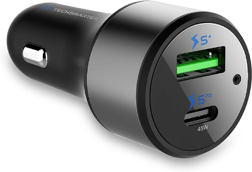 [TSDRIVECARCHARGE] Car Charger with 64W USB-C and
18W USB Port, Black